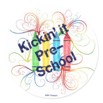 KRW Kickin' It Pre-School Crayons Grunge stickers