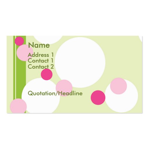 KRW Lime and Pink Dots Custom Business Card (front side)