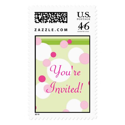 KRW Lime and Pink Dots Wedding Shower Stamp