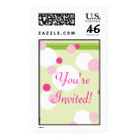 KRW Lime and Pink Dots Wedding Shower Stamp