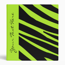 KRW Lime Zebra Stripes Back to School Binder*