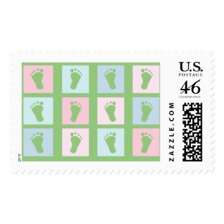 baby footprints postage stamps