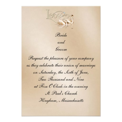KRW Love Swans Custom Wedding Invitation