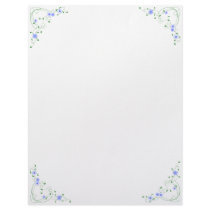 KRW Lovely Blue Floral Corner Design Letterhead