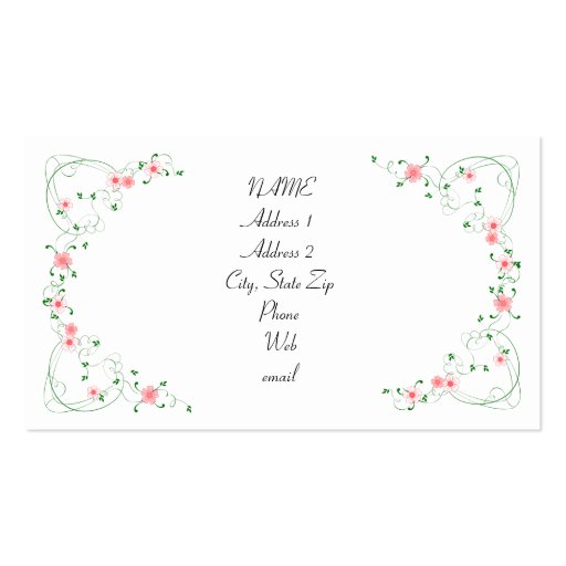 KRW Lovely Pink Floral Custom Business Card
