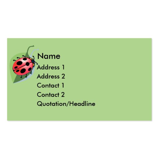 KRW Lucky Ladybug Business Card (front side)