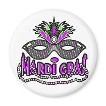 KRW Mardi Gras Mask and Beads magnets