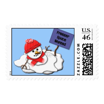 KRW Melting Snowman postage stamps