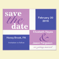KRW Modern Block Custom Save the Date Purple invitations