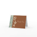 KRW Modern Brown and Blue Floral Thank You Note cards