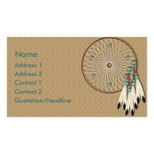 KRW Native American Dreamcatcher Custom Business Cards (front side)
