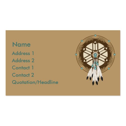 KRW Native American Dreamcatcher Custom Business Card Templates (front side)