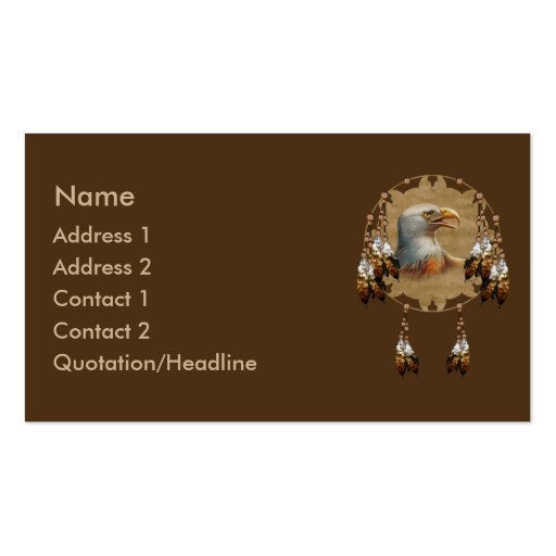 KRW Native American Eagle Dreamcatcher Business Card Templates (front side)