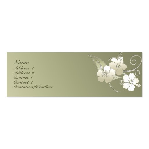 KRW Olive Green Elegant Floral Profile Card Business Card Template