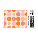 KRW Orange and Pink Dots RSVP Wedding Stamp