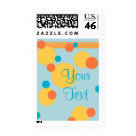 postcard - KRW Orange and Teal Polka Dot Custom Wedding Stamp