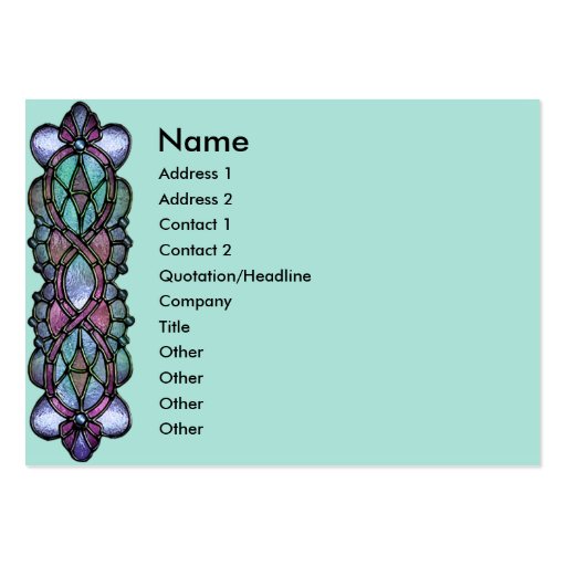 KRW Pale Teal Stained Glass Border Business Card Template