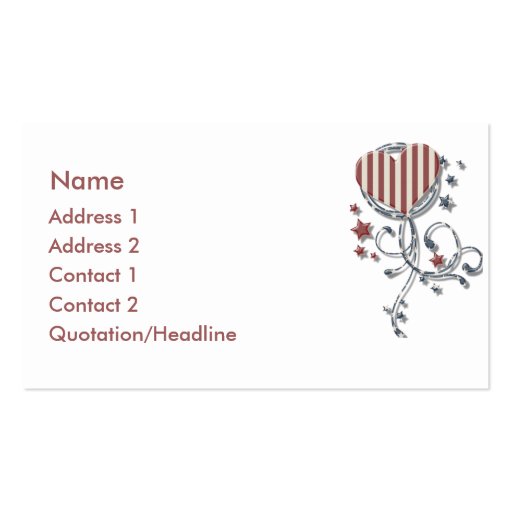 KRW Patriotic Heart Business Card (front side)
