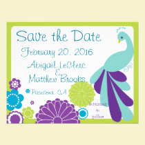 KRW Peacock Floral Custom Save the Date invitations