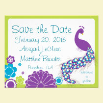 KRW Peacock Floral Custom Save the Date invitations