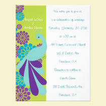 KRW Peacock Floral Custom Wedding Invitation invitations