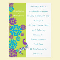 KRW Peacock Floral Custom Wedding Invitation invitations