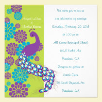 KRW Peacock Floral Custom Wedding Invitation invitations