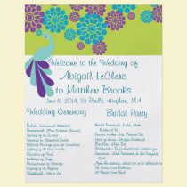 KRW Peacock Floral Custom Wedding Program flyers