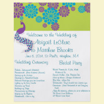 KRW Peacock Floral Custom Wedding Program flyers