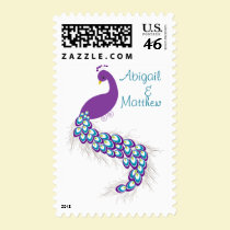 KRW Peacock Floral Matching Custom Name Stamp stamps