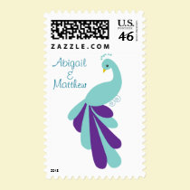KRW Peacock Floral Matching Custom Name Stamp stamps