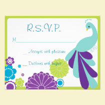 KRW Peacock Floral Wedding RSVP invitations