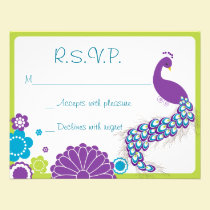 KRW Peacock Floral Wedding RSVP invitations