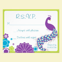 KRW Peacock Floral Wedding RSVP invitations
