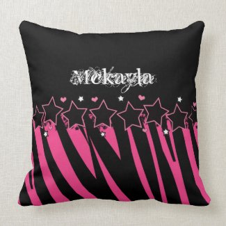 KRW Pink and Black Zebra Diva Stars Decor Pillow