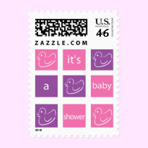 KRW Pink and Purple Blocks Baby Shower postage