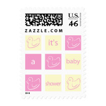 KRW Pink and Yellow Blocks Baby Shower Stamps