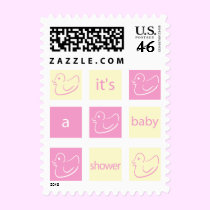 KRW Pink and Yellow Blocks Baby Shower stamps