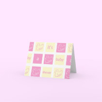 KRW Pink and Yellow Blocks Custom Baby Shower cards