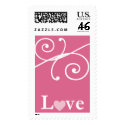 KRW Pink Elegant Swirl Love Heart Wedding postage