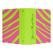 KRW Pink Lime Zebra Stripes Back to School Binder*