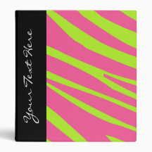 KRW Pink Lime Zebra Stripes Back to School Binder*