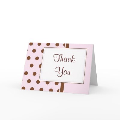 KRW Pink Polka Dot Thank You Wedding Card by KRWWedding