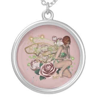 KRW Pink Rose Fairy Fantasy Silver Necklace necklace