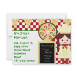 KRW Pizza Party Girl Birthday Party Invitations