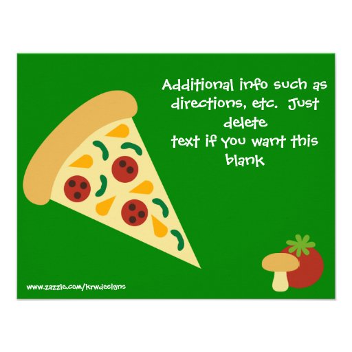 KRW Pizza Party Girl Birthday Party Invitations