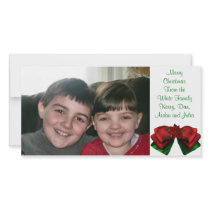 KRW Poinsettia Bow Holiday Custom Photo Card photo cards