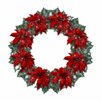 KRW Pointsettia Holiday Wreath Ornament photo sculptures