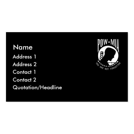 KRW POW MIA Black Business Card (front side)