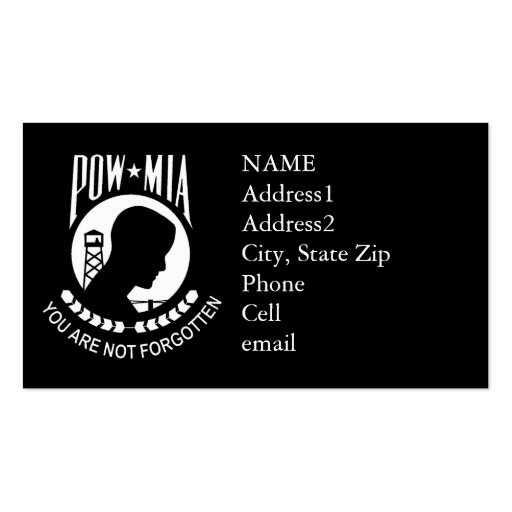 KRW POW/MIA Custom Business Card (front side)